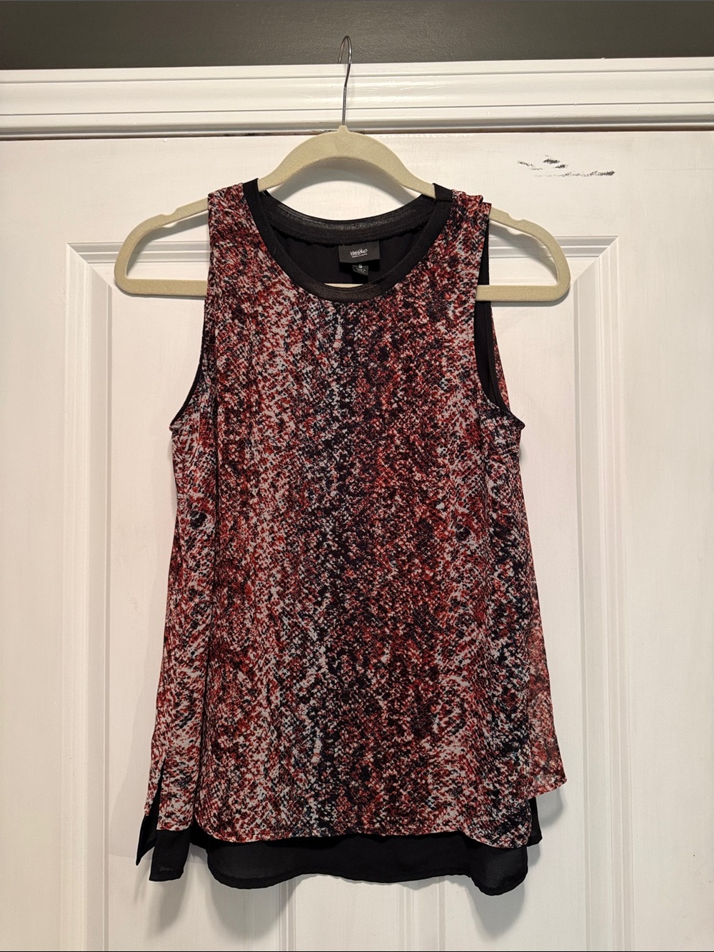 WassRed Patterned Layered Tank Top